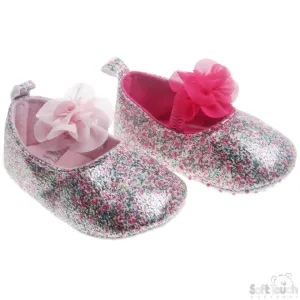 Pink PU Floral Shoes W/ Chiffon Flower B2154