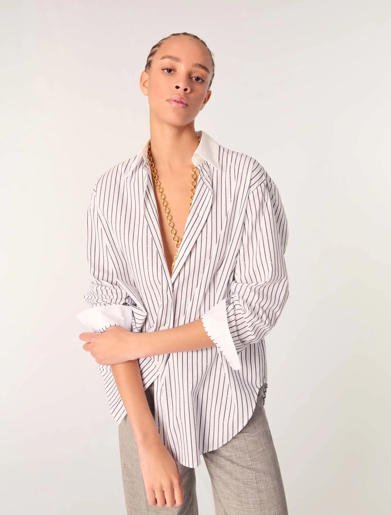 Rhinestone striped shirt