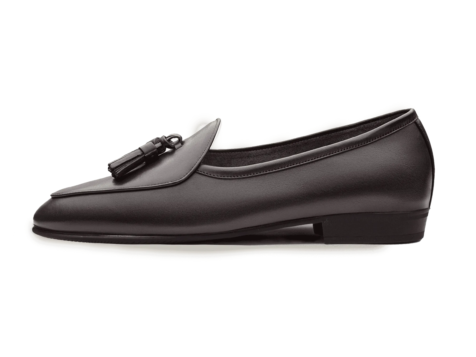 Sagan Classic Tassel Loafers in Dark Brown Drape Calf with Rubber Sole