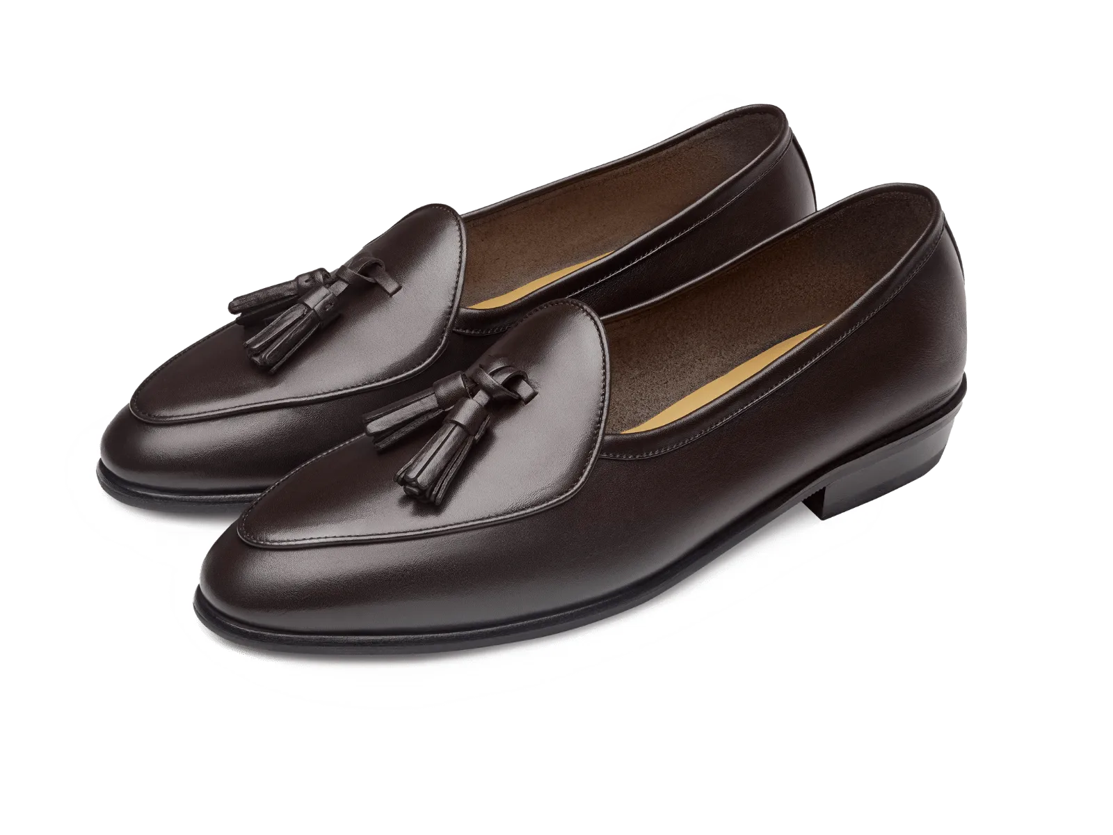 Sagan Classic Tassel Loafers in Dark Brown Drape Calf with Rubber Sole