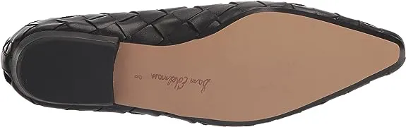 Sam Edelman Joy Black Pointed Toe Low Block Heeled Slip On Leather Ballet Flats