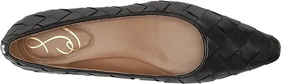 Sam Edelman Joy Black Pointed Toe Low Block Heeled Slip On Leather Ballet Flats