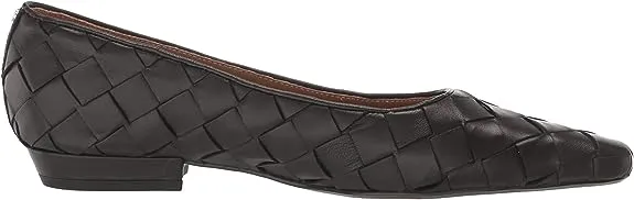 Sam Edelman Joy Black Pointed Toe Low Block Heeled Slip On Leather Ballet Flats