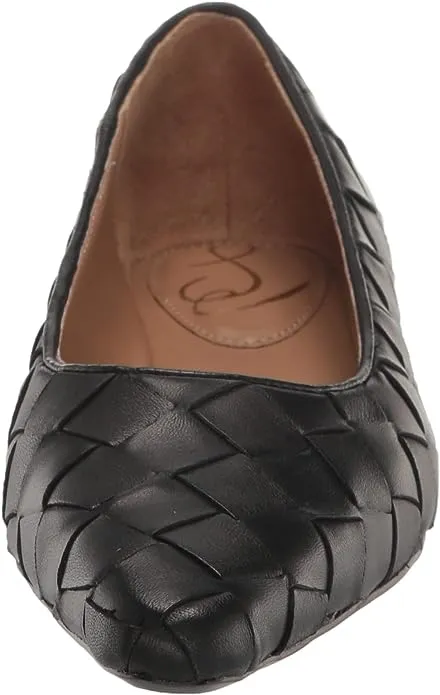 Sam Edelman Joy Black Pointed Toe Low Block Heeled Slip On Leather Ballet Flats