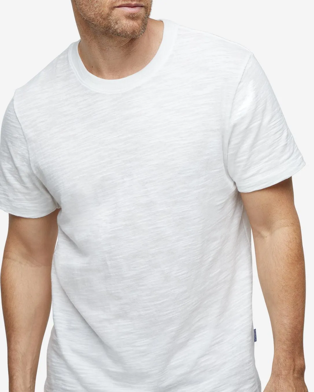 Short Sleeve Slub Crew Neck - White