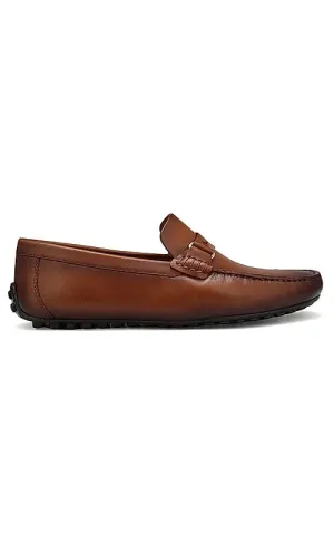 Tan Leather Moccasins With Panel