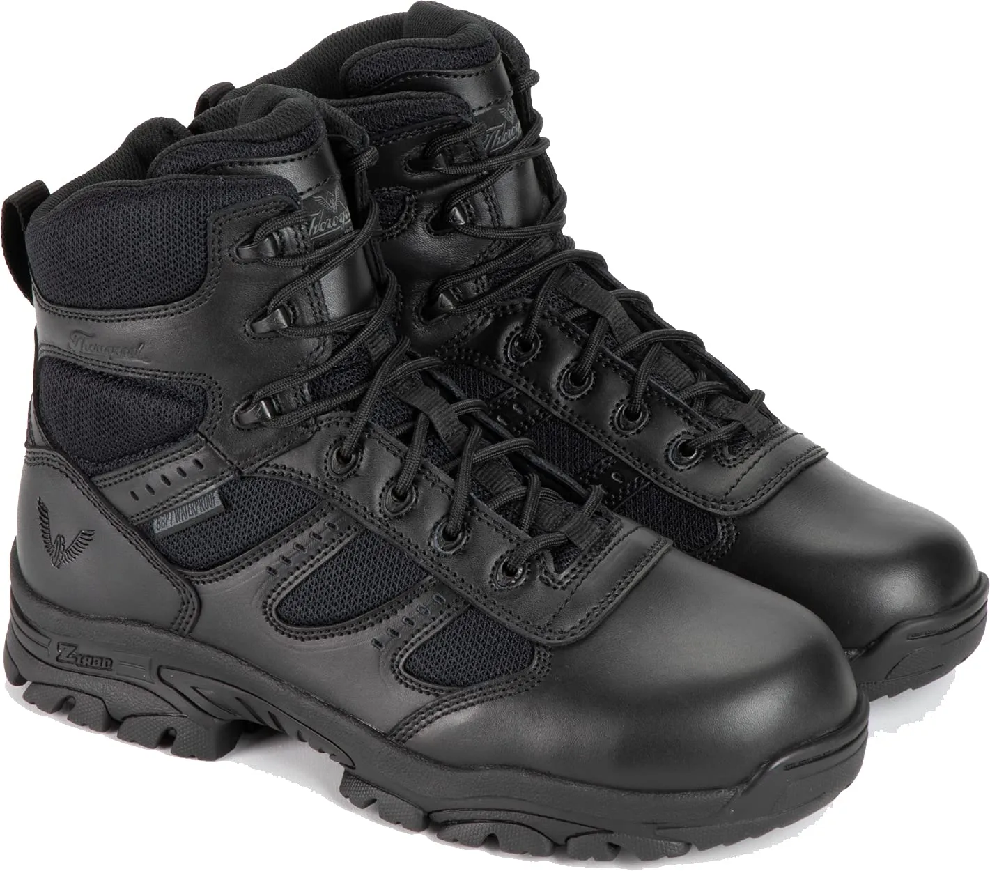 Thorogood Men's 6" Deuce Series Waterproof Black Tactical Side Zip Round Toe Work Boot