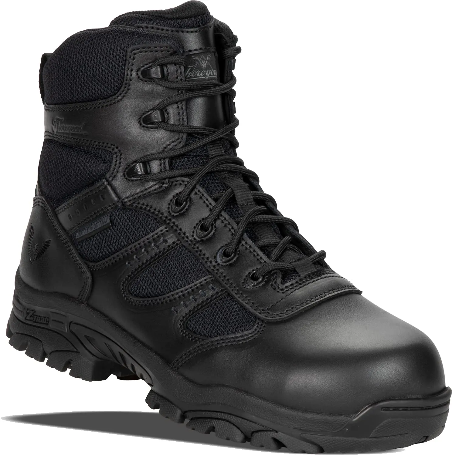 Thorogood Men's 6" Deuce Series Waterproof Black Tactical Side Zip Round Toe Work Boot