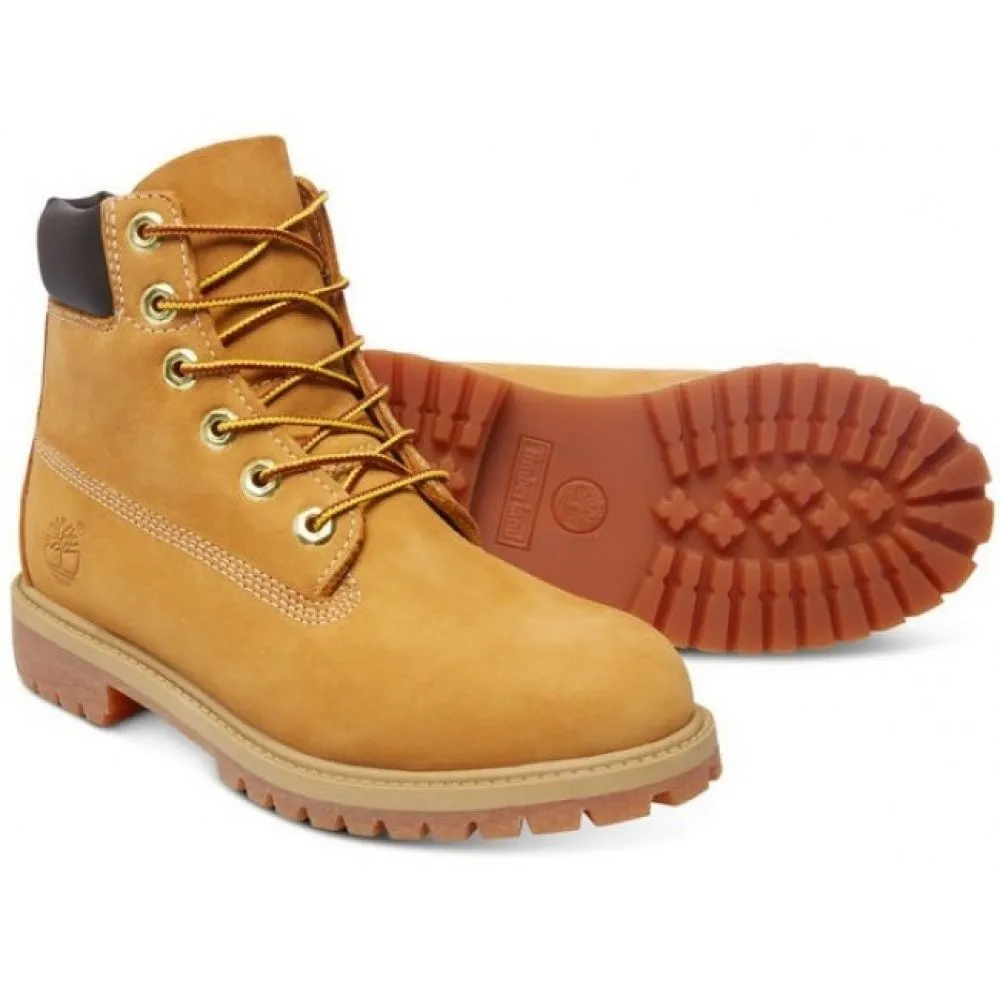 Timberland Youth 6-Inch Premium Waterproof Boot in Wheat Nubuck