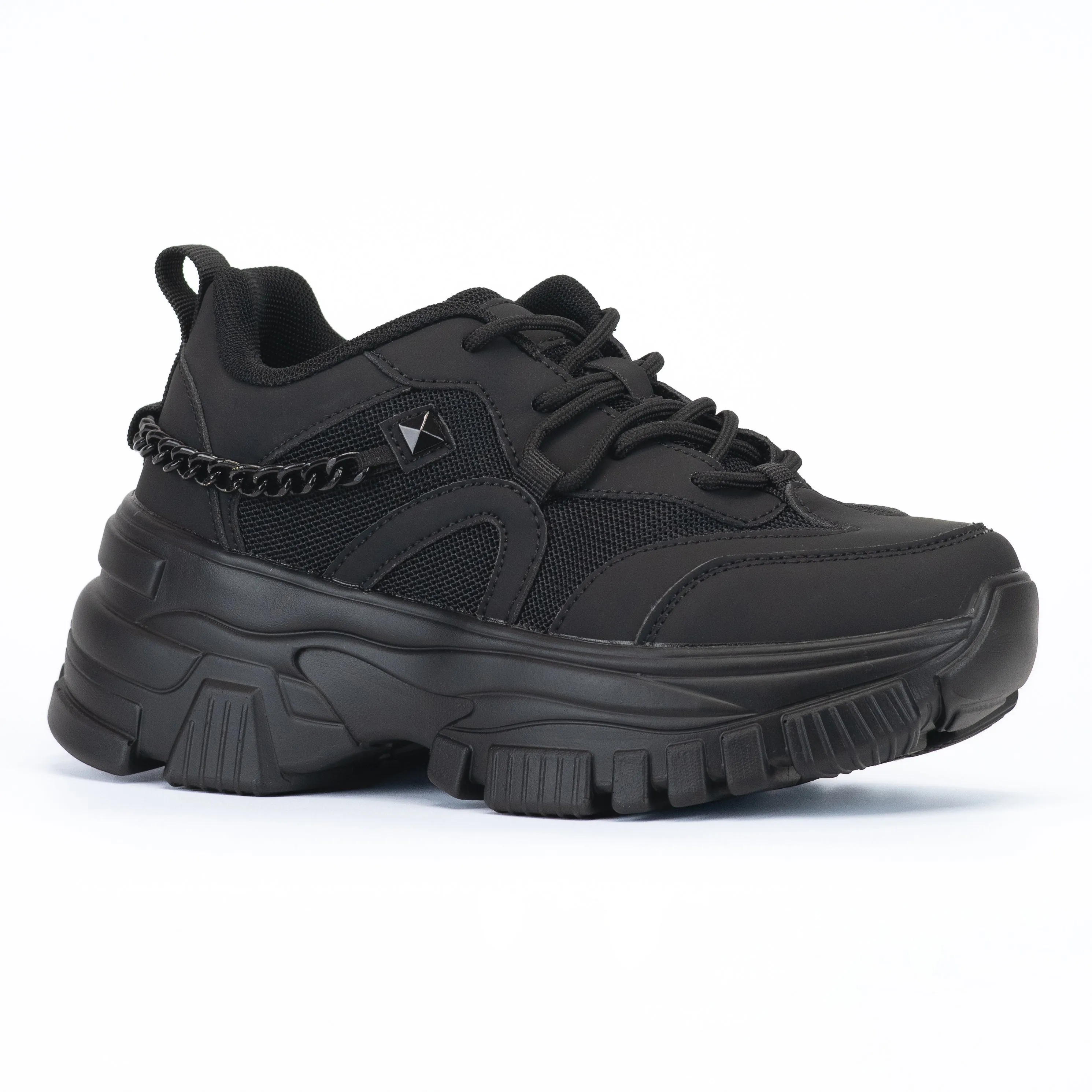 Viper - Women's Chunky Lace-Up Sneakers, Wide Fit & Back Chain Accent, Perfect for Adding a Bold Touch to Casual Outfits
