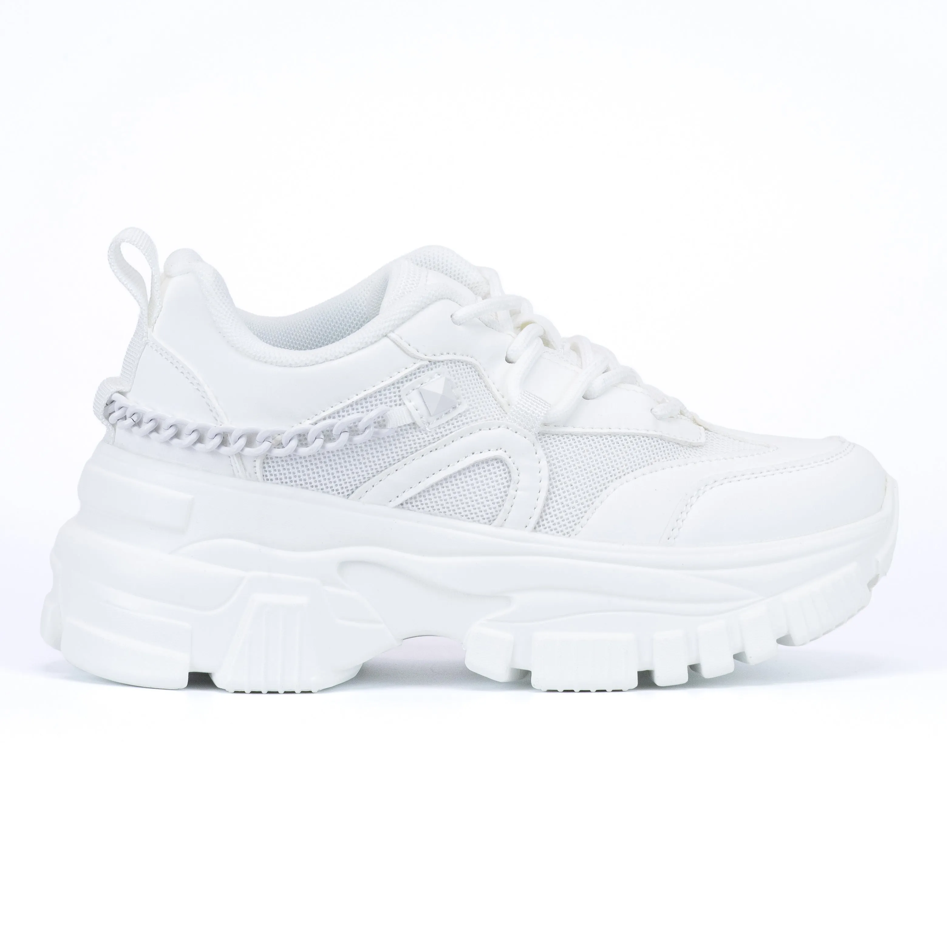 Viper - Women's Chunky Lace-Up Sneakers, Wide Fit & Back Chain Accent, Perfect for Adding a Bold Touch to Casual Outfits