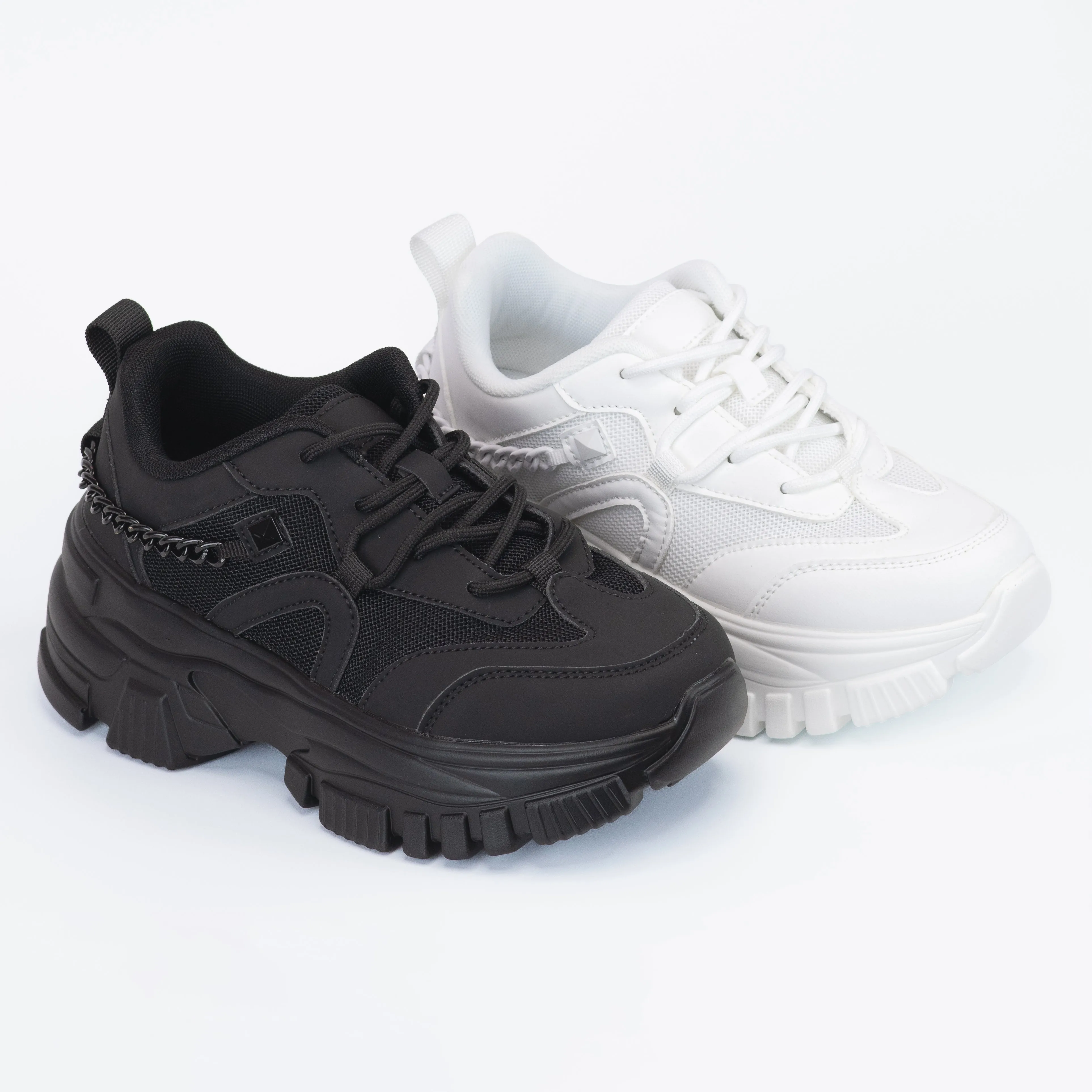 Viper - Women's Chunky Lace-Up Sneakers, Wide Fit & Back Chain Accent, Perfect for Adding a Bold Touch to Casual Outfits