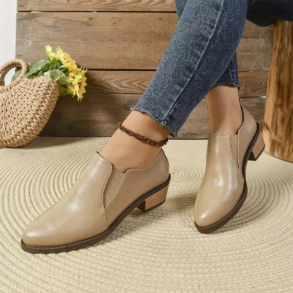 Women's Pointed-Toe Chunky Heel Deep V-Cut Pumps 56461092C
