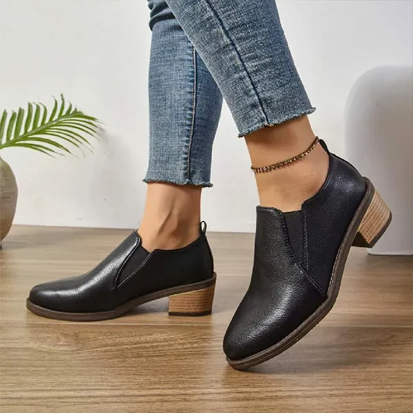 Women's Pointed-Toe Chunky Heel Deep V-Cut Pumps 56461092C